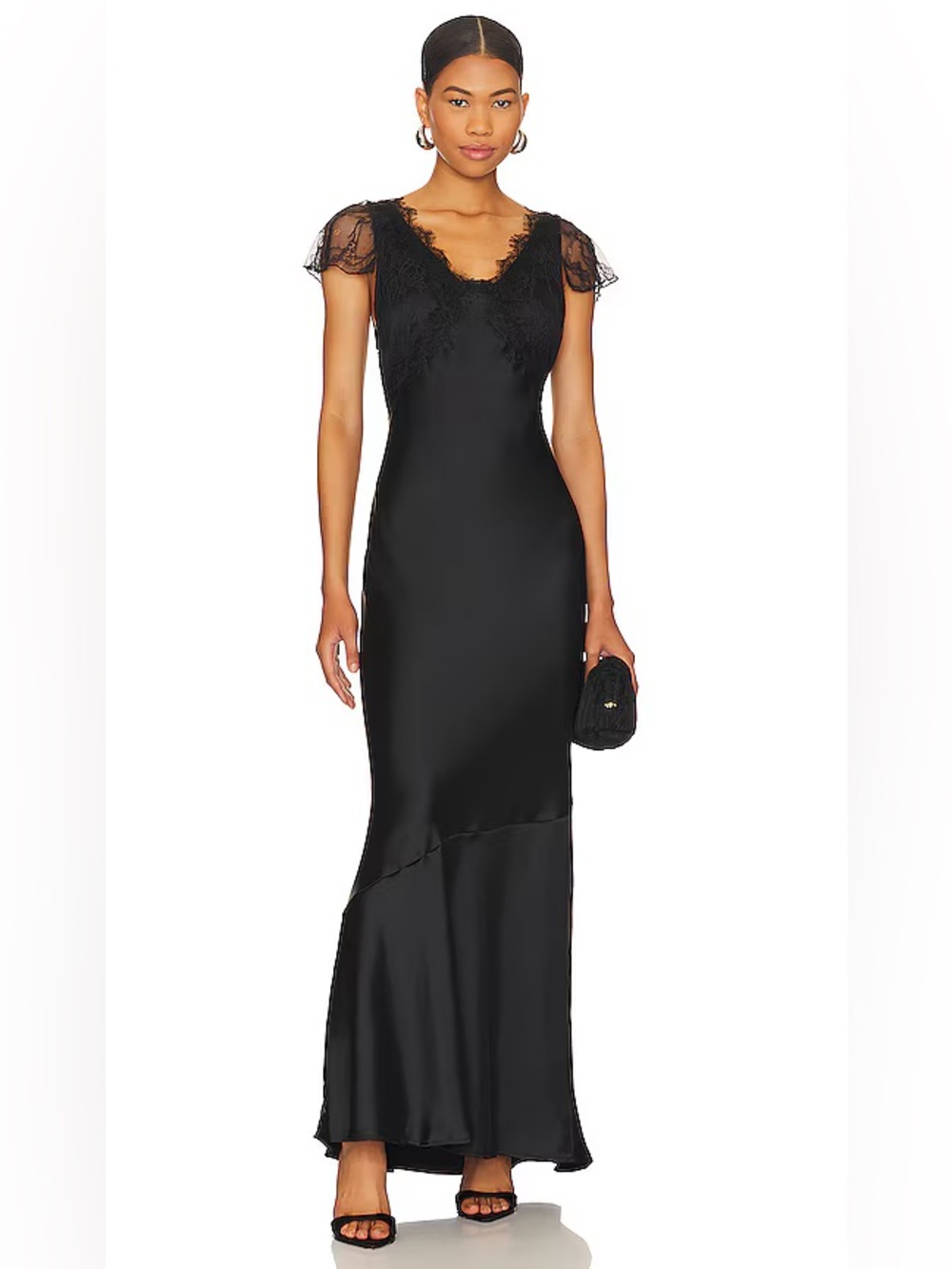 NWT Weworewhat Lace Midi Slip Dress in Black